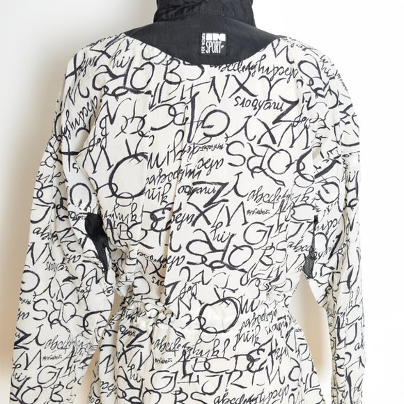 vintage 90s jacket windbreaker white black script text words print nylon bomber - Picture 6 of 8